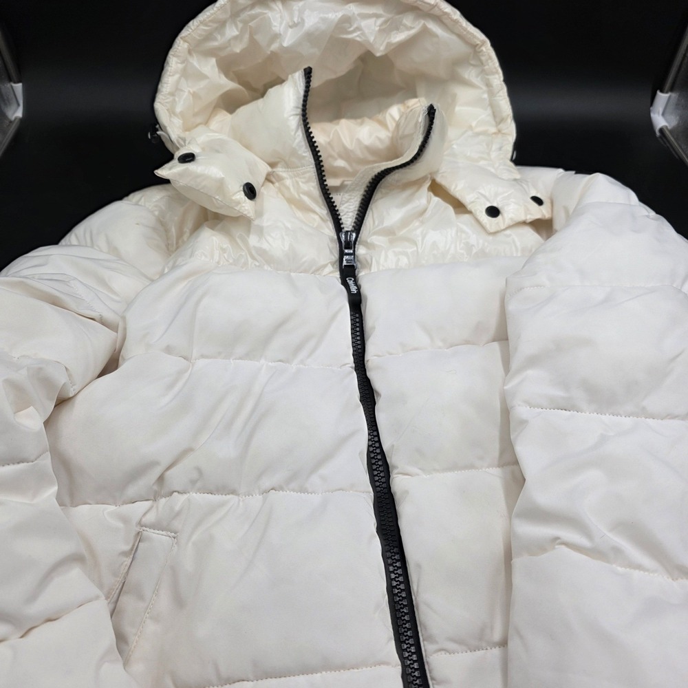 Calvin Klein Puffer Jacket Hooded Water Resistant Infinite Stretch Cream XL